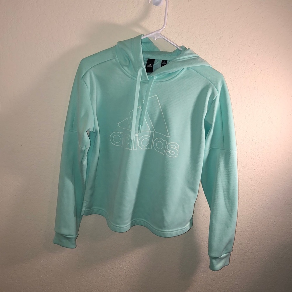 Adidas teal semi cropped sweatshirt